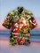 Mens Santa Print Breathable Casual Short Sleeve Shirt