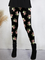 Black pink floral high stretch leggings