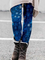Blue and white snowflake high elastic leggings