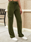 Sporty Plain Pants Army Green Pocket Drawstring Sweatpants