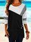 Color Block Loosen Crew Neck Shirts & Tops