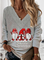 Christmas V Neck Cotton Blends Loosen Sweatshirts
