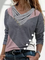Geometric Cotton Blends Cowl Neck Shirts & Tops