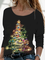 Casual crew neck Christmas tree top t-shirt female