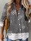 Floral V-Neckline Long Sleeve Blouses