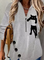 Cat Animal V Neck Casual Regular Fit Shirts & Tops
