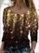 New long sleeve round neck geometric gradient glittering Christmas print top T-shirt women
