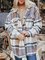 Loosen Shirt Collar Statement Grid Outerwear