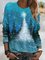 Christmas Landscape Print Crew Neck Shirts & Tops