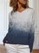 Ombre Casual V Neck Tops