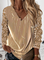 JFN V Neck Glitter Patchwork Daily Sweatshirt