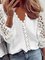 JFN Scallop V Neck Floral Lace Vacation Blouse