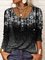 Casual Crew Neck Ombre Snowflake T-shirt