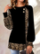 Casual Leopard Print Stitching Long-sleeved Shirts & Tops