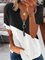 JFN V Neck Zipper Colorblock Daily T-Shirt/Tee