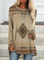 JFN Round Neck Tribal Loosen Vacation Tunic Tops