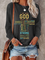 Round neck Loosen Casual Letter Shirts & Tops