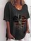 V Neck Casual Loosen Letter Shirts & Tops