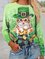 Cat Cotton Blends Casual Crew Neck Shirts & Tops