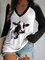 V Neck Animal Regular Fit Cow Long Sleeve T-shirt