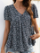 JFN V Neck Floral Loosen Daily Tunic Tops