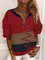 V Neck Color Block Loosen Sweatshirt