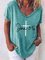 V-neck Religious Cross T-shirt