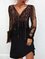Lace stitching Cotton Blends V Neck Ombre Dresses