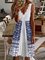 JFN V Neck Tribal Vacation Midi Dresses