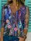 JFN V Neck Floral Causal Shirt