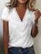 JFN V Neck Solid Lace Basic T-Shirt/Tee