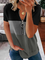 JFN Splited NeckColorblock Casual T-Shirt/Tee