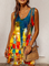 Plus Size Vintage Holiday Boho Shift V Neck Abstract Casual Knitting Dress