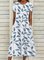 JFN Round Neck Leaves Casual Midi Dresses