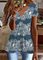 V Neck Casual Floral Long Sleeve Tops