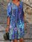 JFN V Neck Floral Full Printed Geometric Casual Mini Dresses