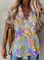 Casual V Neck Short Sleeve Blouse