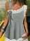 JFN V Neck Lace Patchwork Casual Top