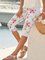 Floral Elastic Waist Casual Regular Fit Pants