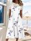 Lace Pockets Vacation Short Sleeve Woven Dress