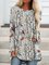 JFN Round Neck Floral Birds Daily Tunic Tops