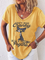 JFN V Neck Animal Letter Cotton Blends Casual Short Sleeve T-Shirt/Tee