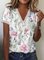 JFN V Neck Floral Lace Casual T-Shirt/Tee