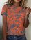 JFN Crew Neck Tropical Plants Vacation T-Shirt/Tee