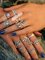 JFN 15Pcs Pink Gemstone Flower Shape Diamond Ring Set