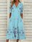 JFN V Neck Floral Casual Midi Dresses