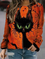 Cat Animal Crew Neck Cotton Blends Casual Sweatshirts