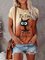 JFN Color Block Loosen Ombre Crew Neck Animal Casual Short Sleeve T-Shirt/Tee