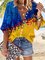 Gradient Flower Button loose holiday top shirt plus size