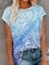 Ombre Loosen Round Neck Short Sleeve T-Shirt